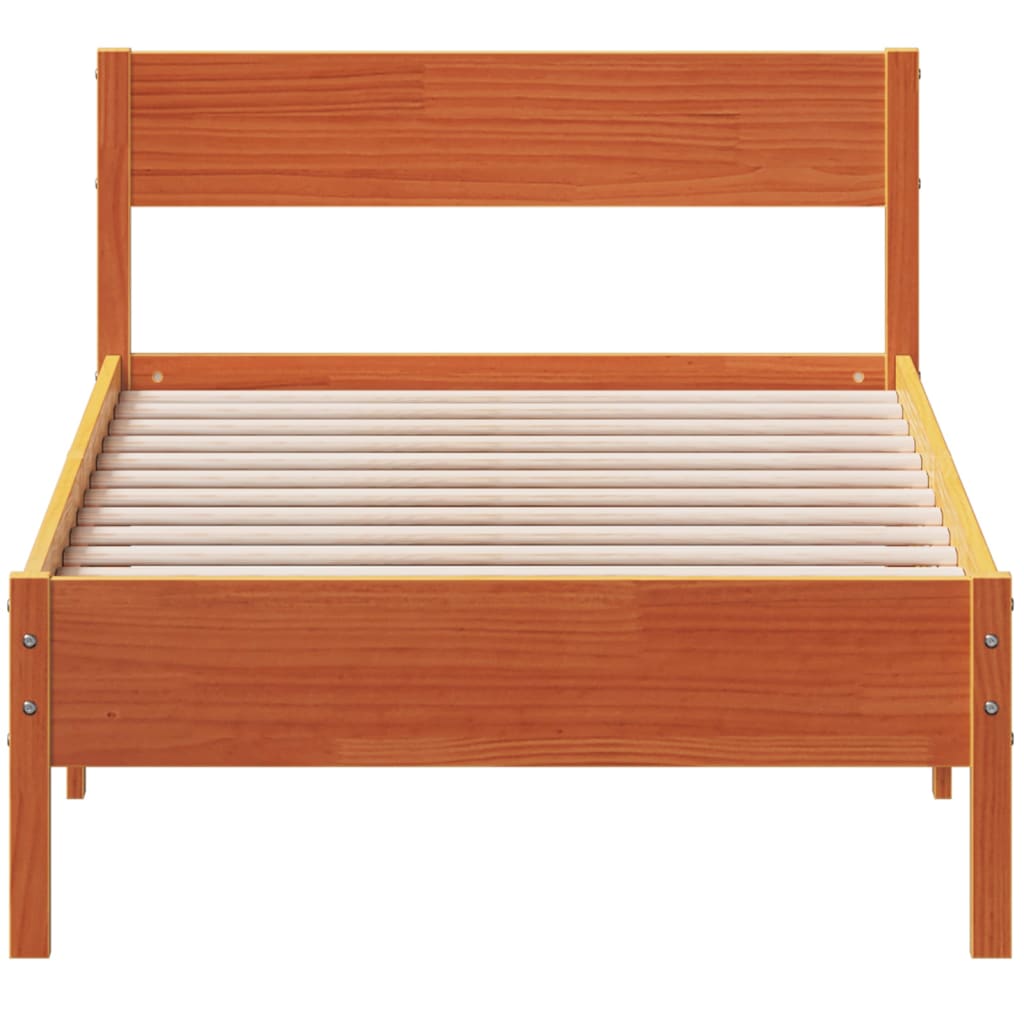 sengeramme uden madras 90x190 cm massivt fyrretræ gyldenbrun