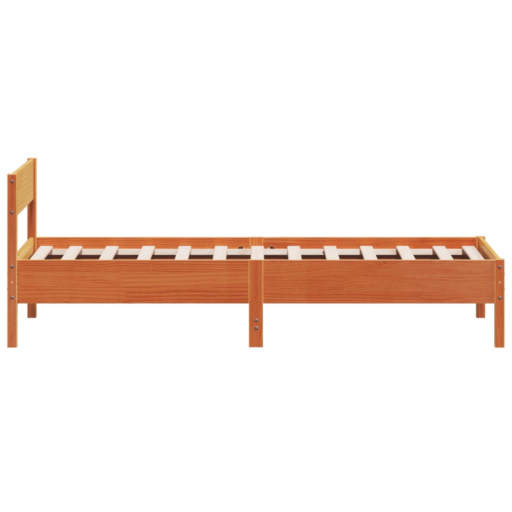 sengeramme uden madras 90x190 cm massivt fyrretræ gyldenbrun