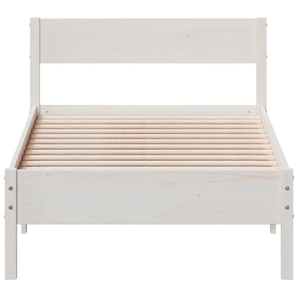 sengeramme uden madras 75x190 cm massivt fyrretræ hvid