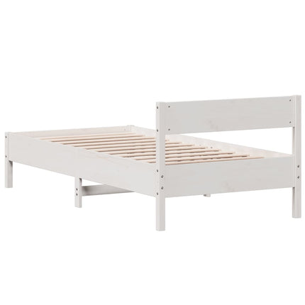 sengeramme uden madras 75x190 cm massivt fyrretræ hvid