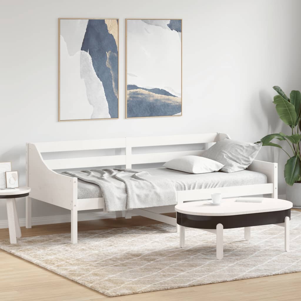 daybed uden madras 80x200 cm massivt fyrretræ hvid billede