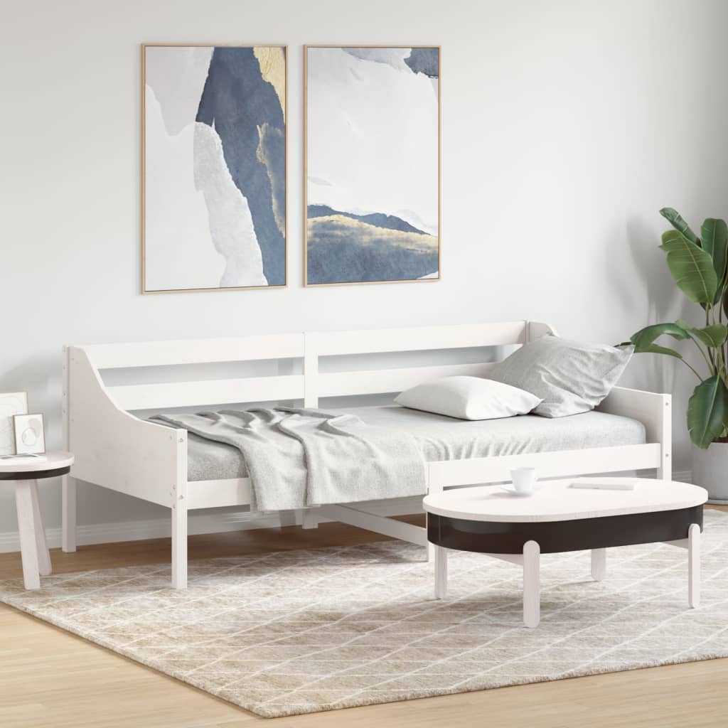 daybed uden madras 90x200 cm massivt fyrretræ hvid billede