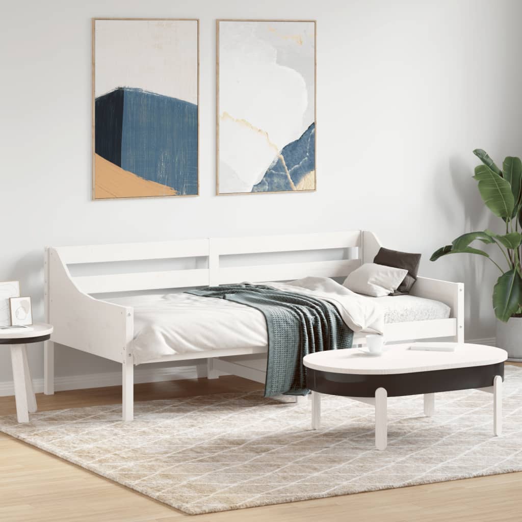 daybed uden madras 90x190 cm massivt fyrretræ hvid billede