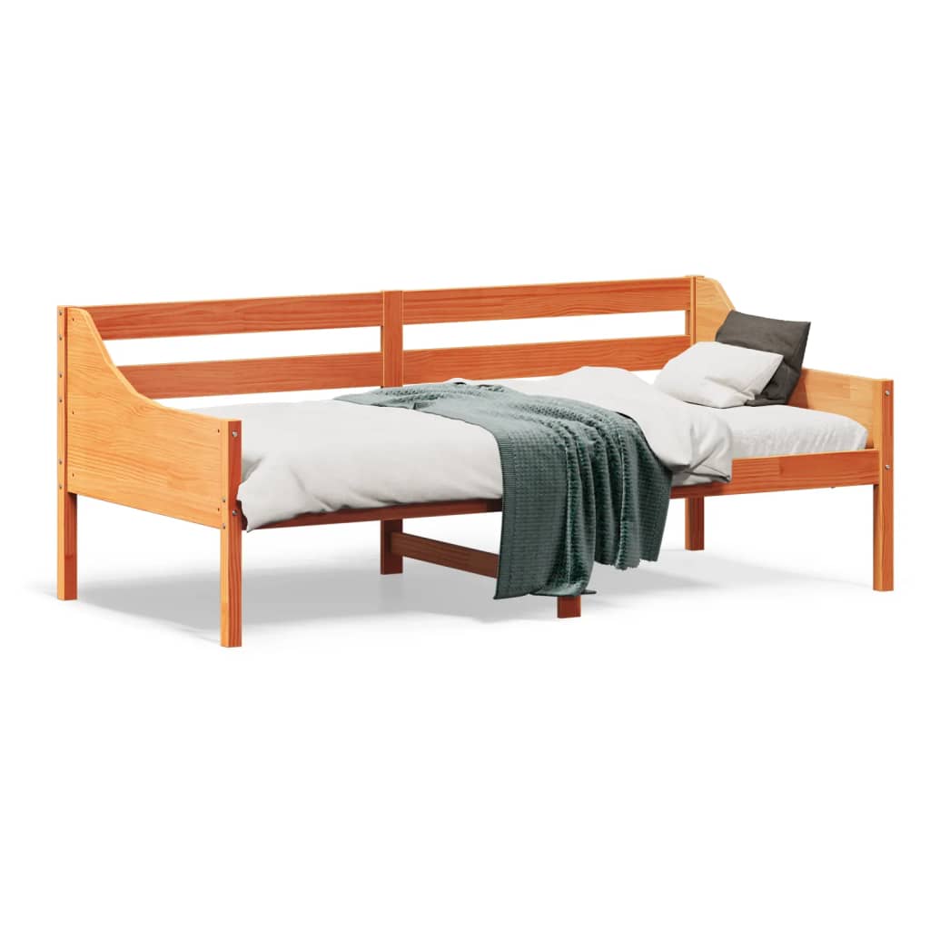 daybed uden madras 90x190 cm massivt fyrretræ gyldenbrun