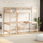 højseng med skrivebord 90x190 cm massivt fyrretræ
