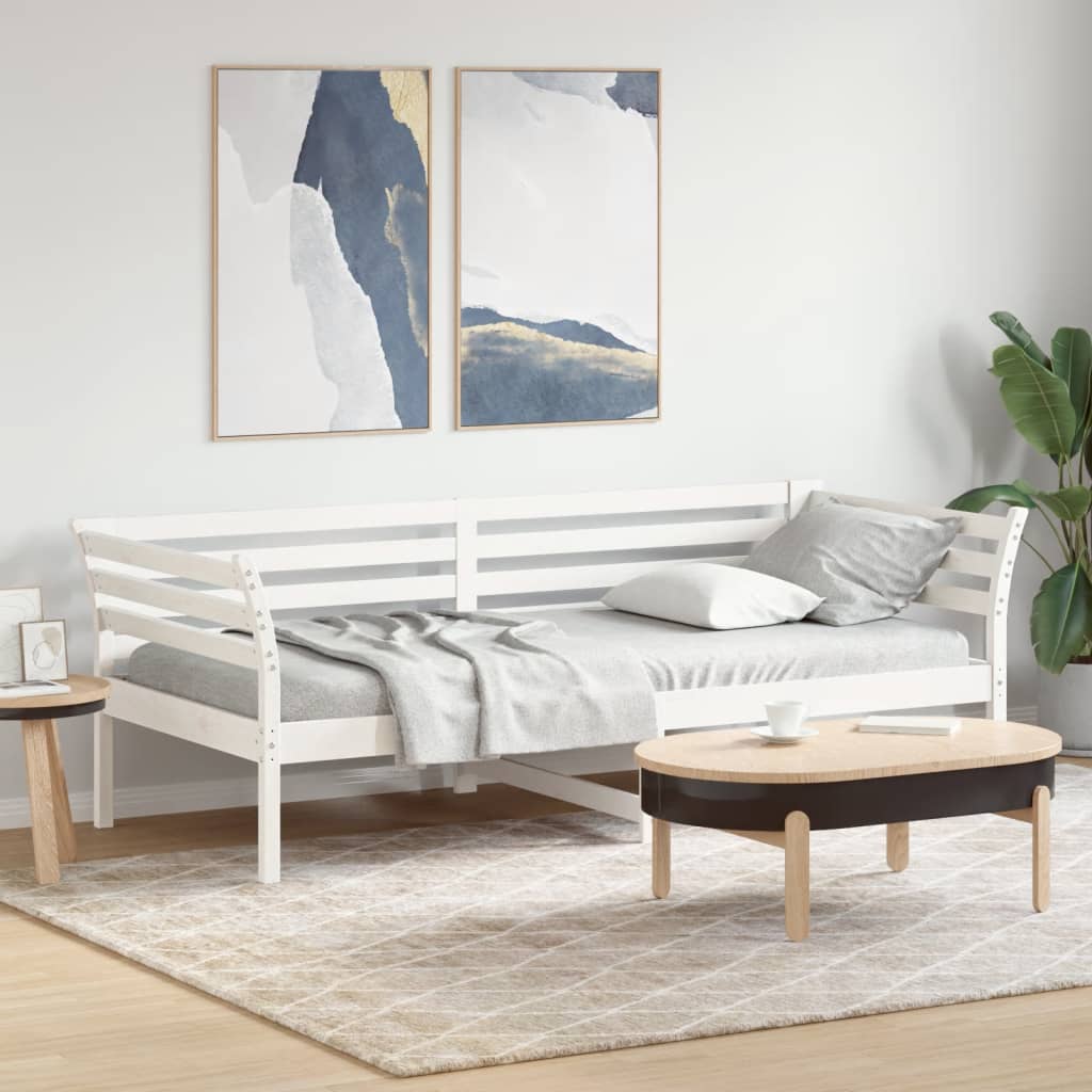 daybed uden madras 80x200 cm massivt fyrretræ hvid billede