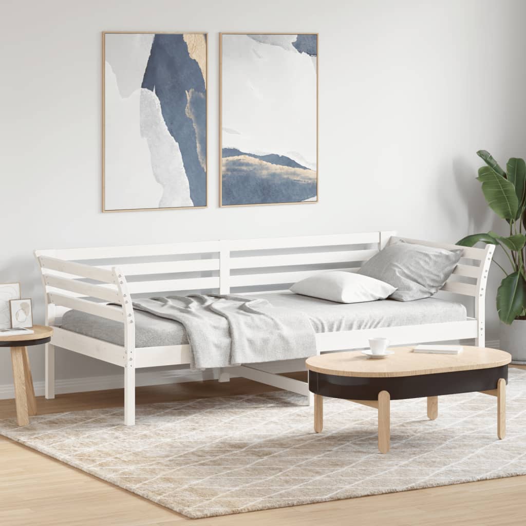 daybed uden madras 90x200 cm massivt fyrretræ hvid billede