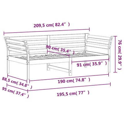 daybed uden madras 90x190 cm massivt fyrretræ hvid