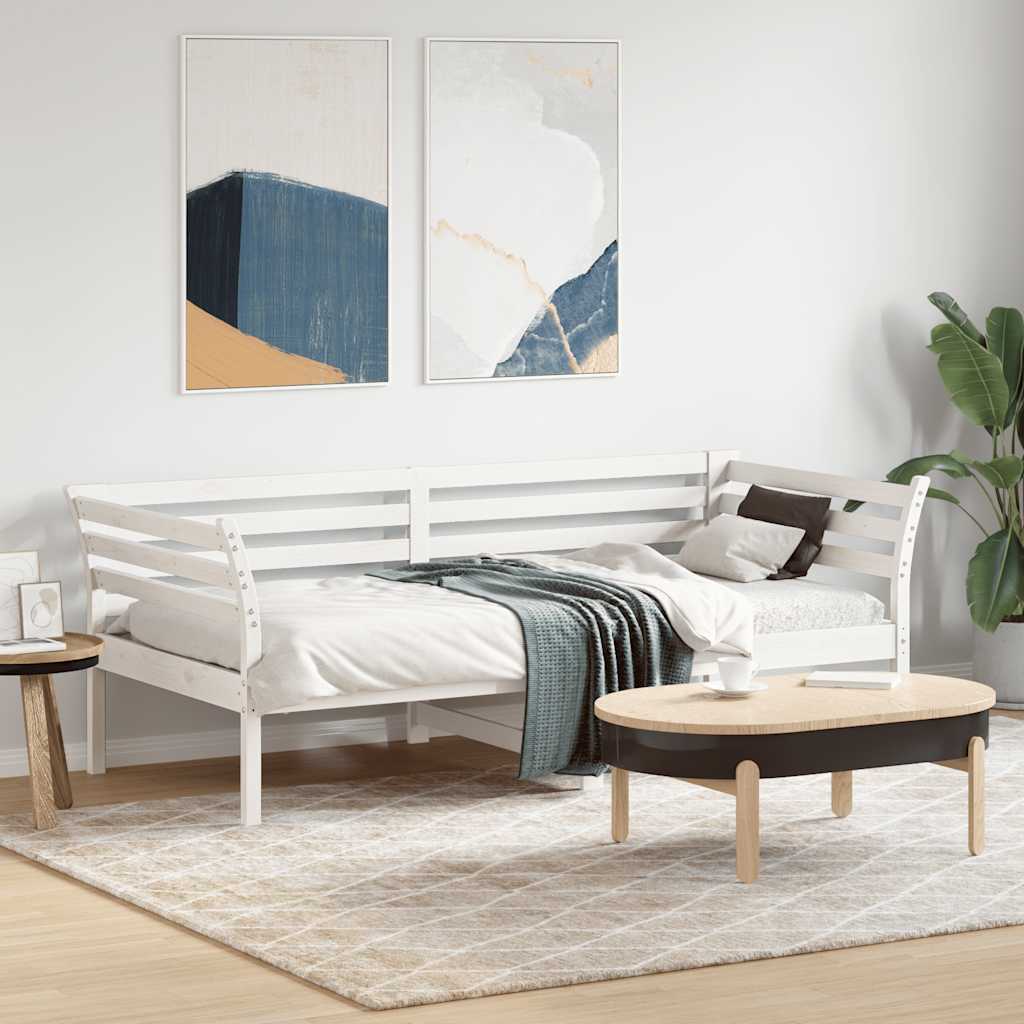 daybed uden madras 90x190 cm massivt fyrretræ hvid billede