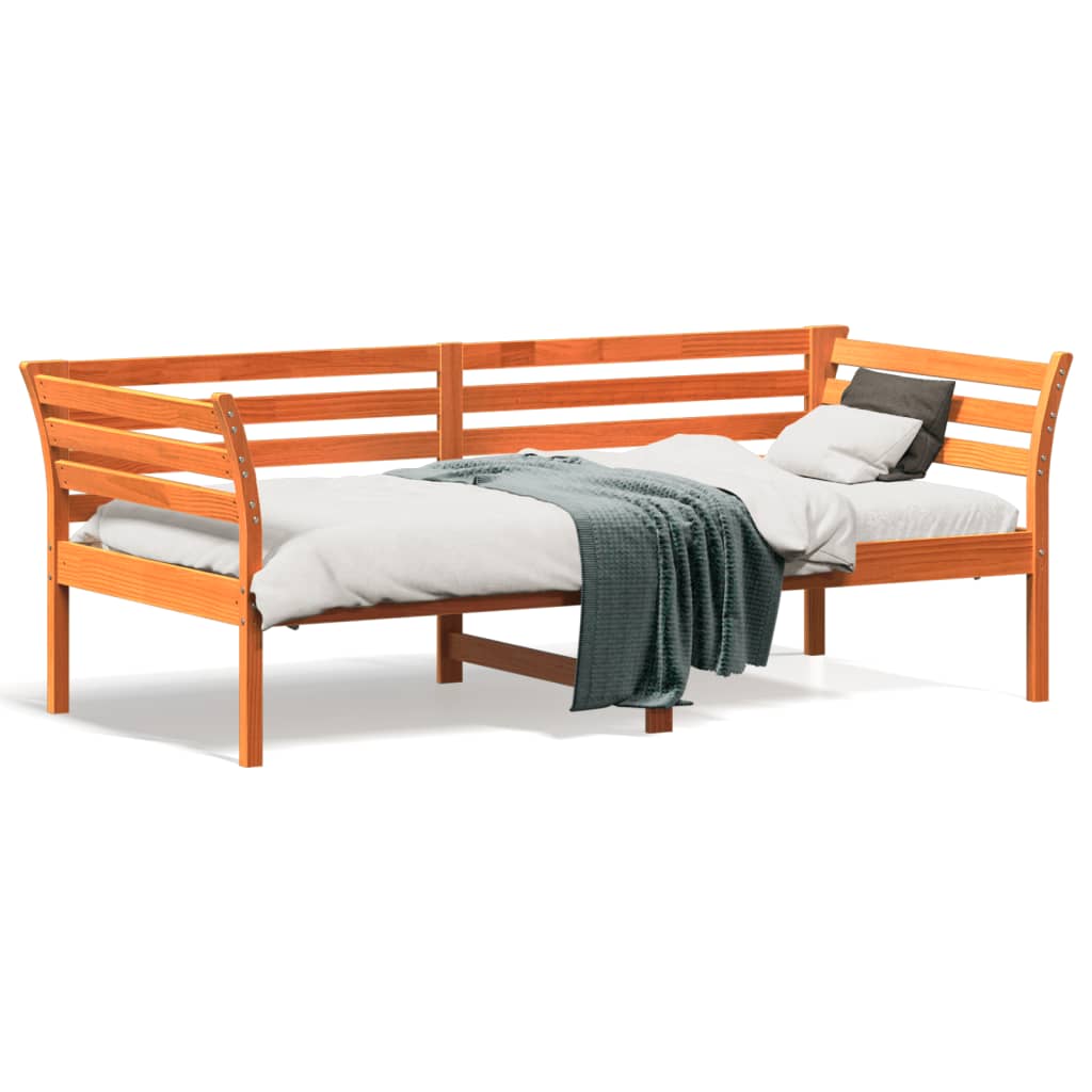 daybed uden madras 90x190 cm massivt fyrretræ gyldenbrun