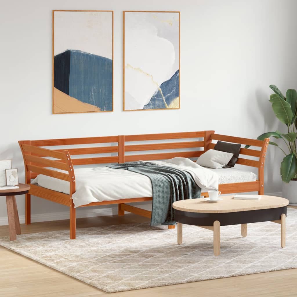 daybed uden madras 75x190 cm massivt fyrretræ gyldenbrun billede