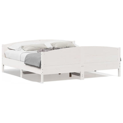 sengeramme uden madras 200x200 cm massivt fyrretræ hvid