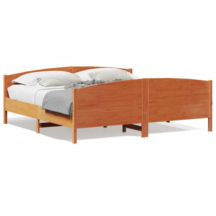 sengeramme uden madras 200x200 cm massivt fyrretræ gyldenbrun