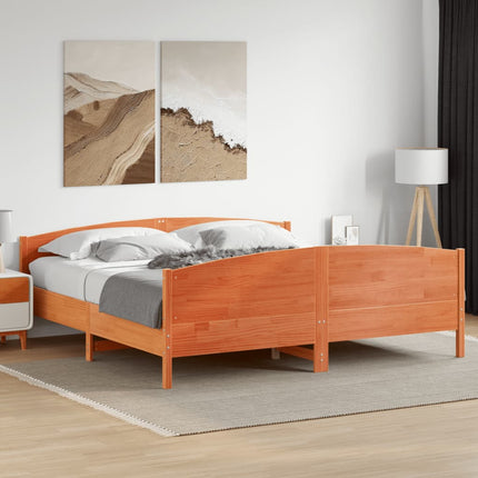 sengeramme uden madras 200x200 cm massivt fyrretræ gyldenbrun