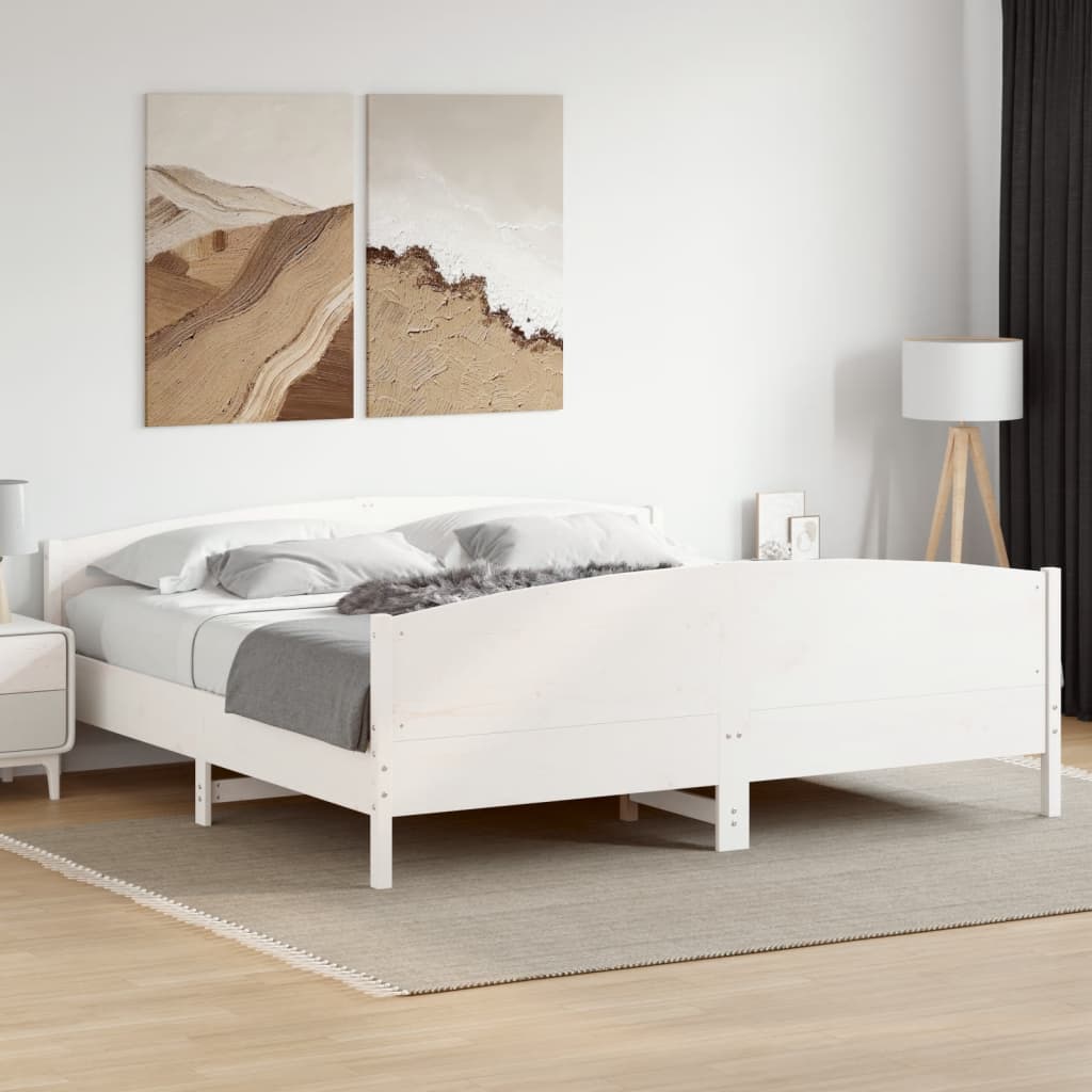 sengeramme uden madras 180x200 cm massivt fyrretræ hvid