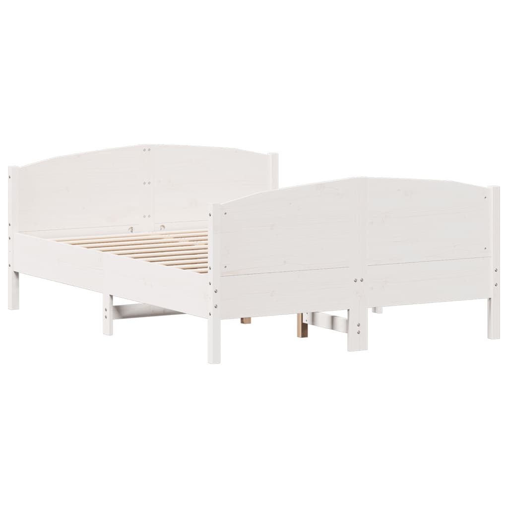 sengeramme uden madras 160x200 cm massivt fyrretræ hvid