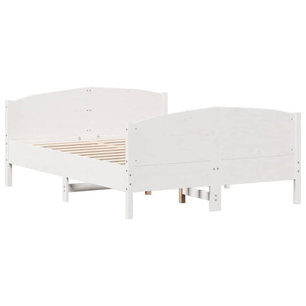 sengeramme uden madras 150x200 cm massivt fyrretræ hvid