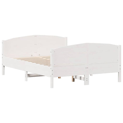 sengeramme uden madras 150x200 cm massivt fyrretræ hvid