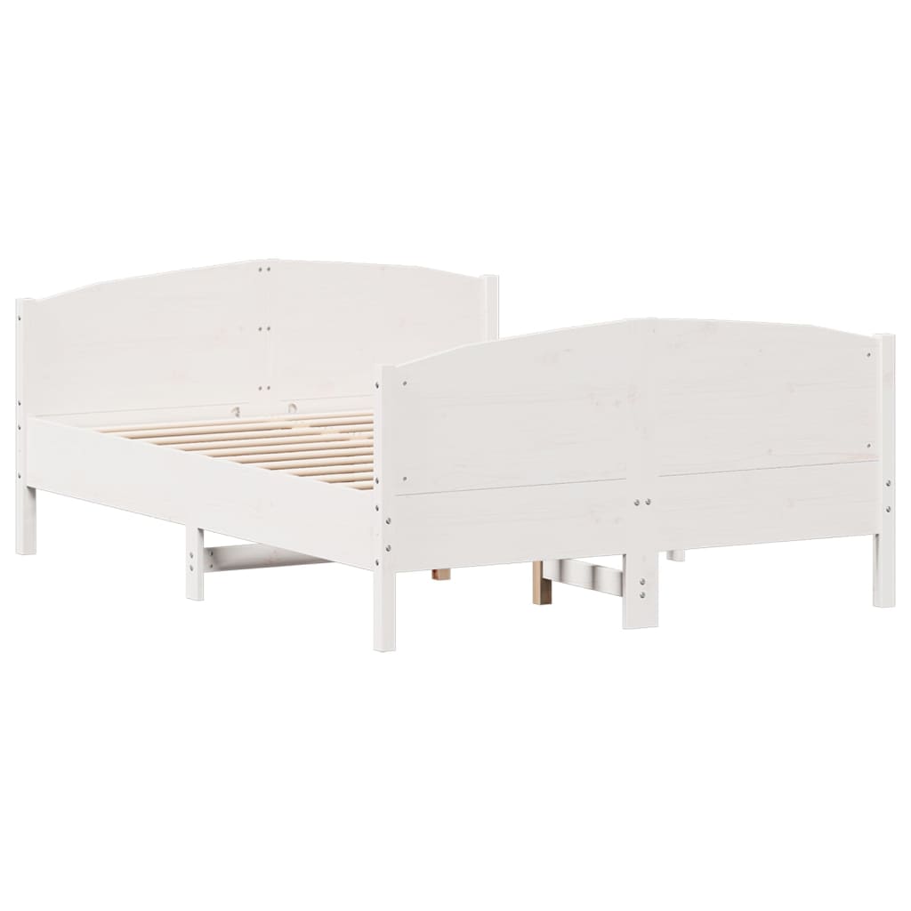 sengeramme uden madras 120x200 cm massivt fyrretræ hvid