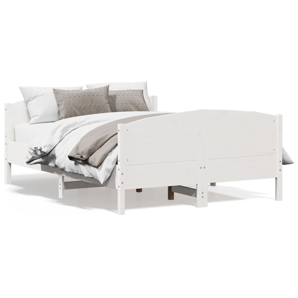 sengeramme uden madras 140x190 cm massivt fyrretræ hvid
