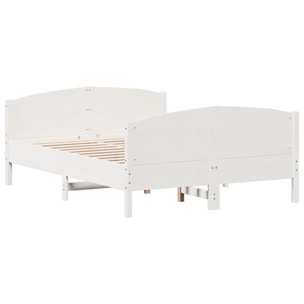 sengeramme uden madras 140x190 cm massivt fyrretræ hvid