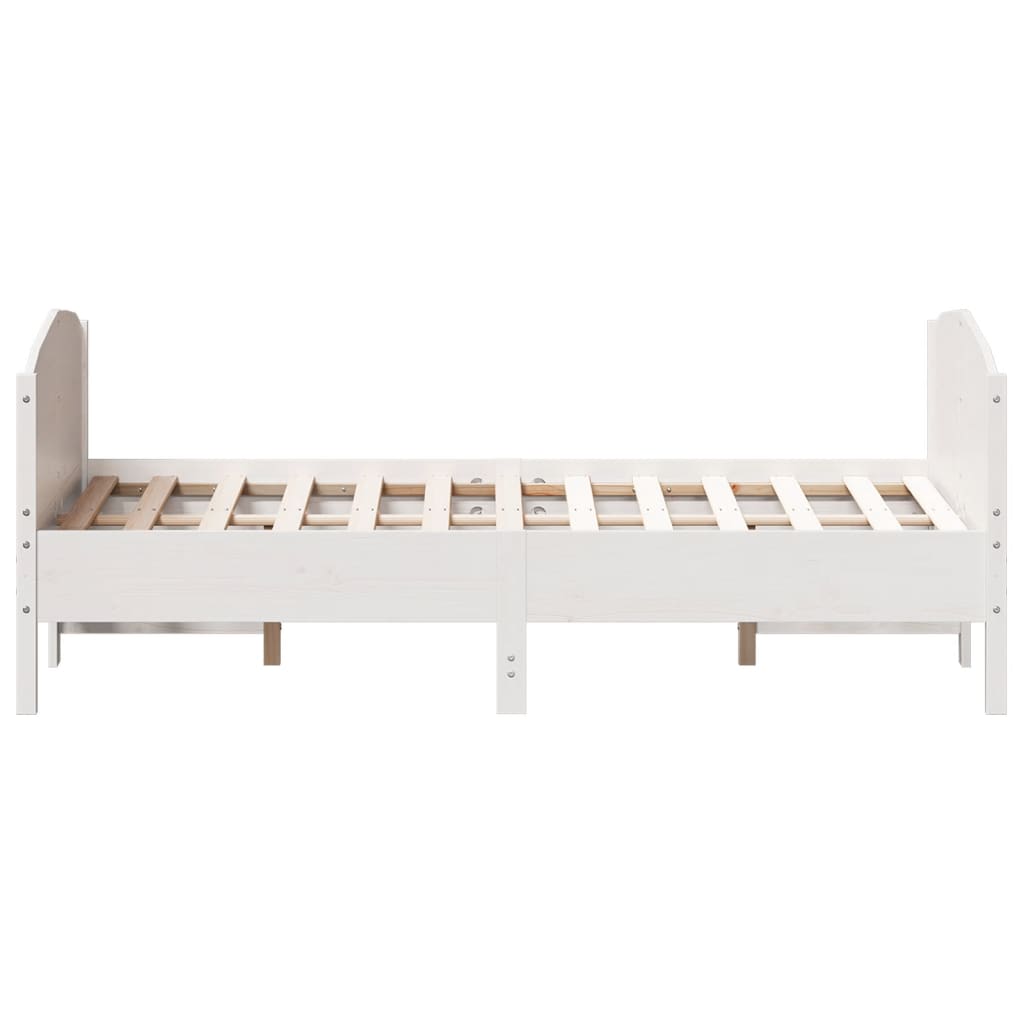sengeramme uden madras 140x190 cm massivt fyrretræ hvid