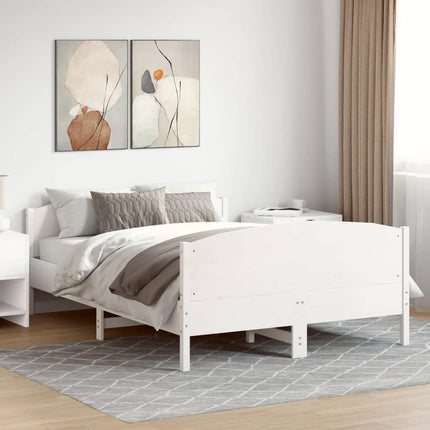sengeramme uden madras 140x190 cm massivt fyrretræ hvid