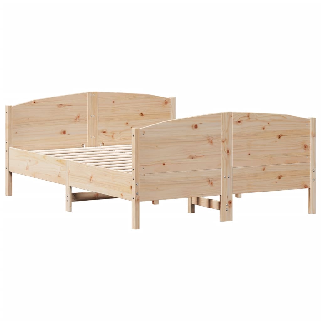sengeramme uden madras 135x190 cm massivt fyrretræ hvid