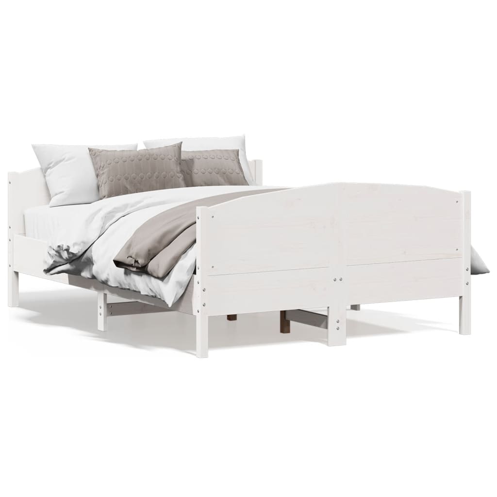 sengeramme uden madras 135x190 cm massivt fyrretræ hvid