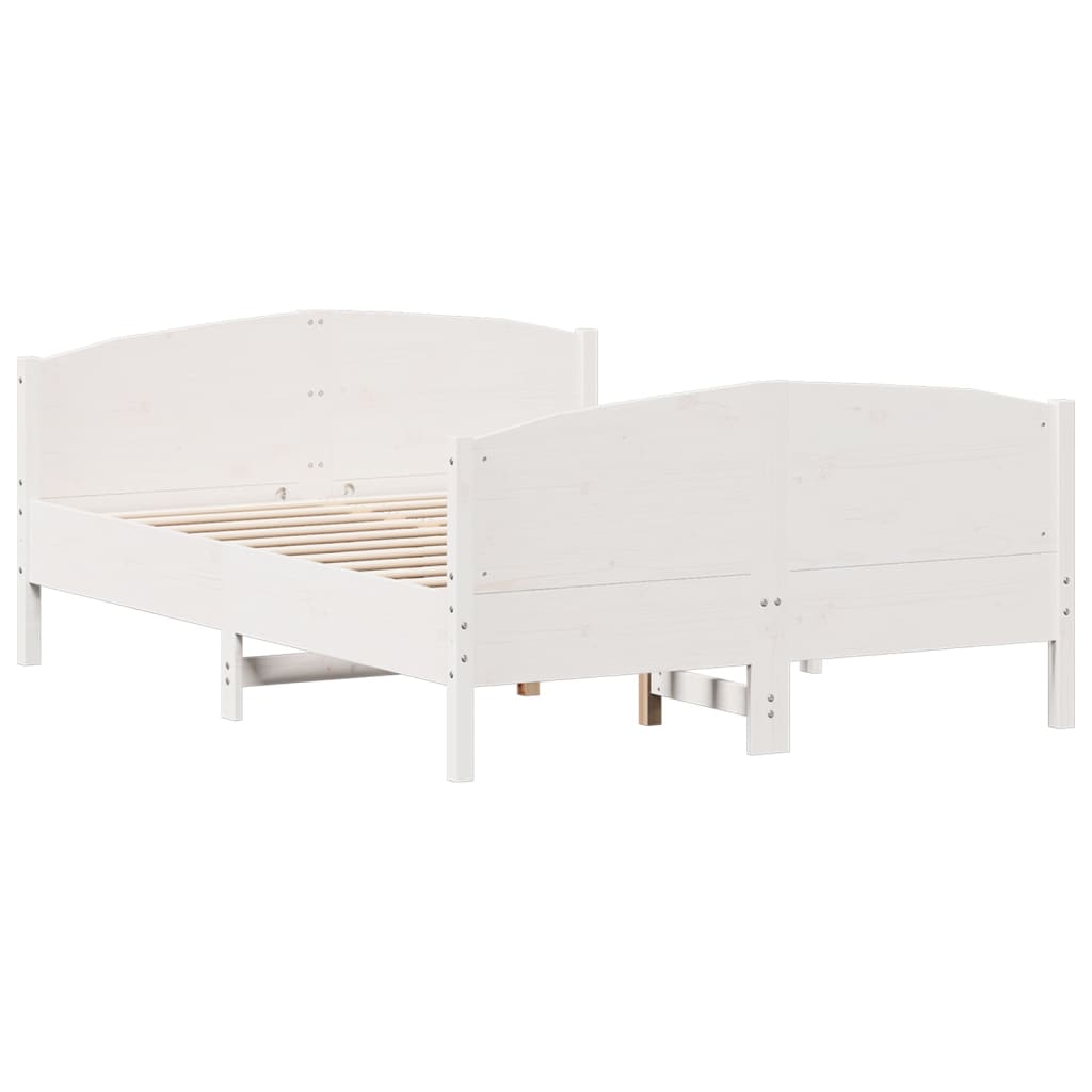 sengeramme uden madras 135x190 cm massivt fyrretræ hvid