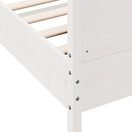 sengeramme uden madras 135x190 cm massivt fyrretræ hvid