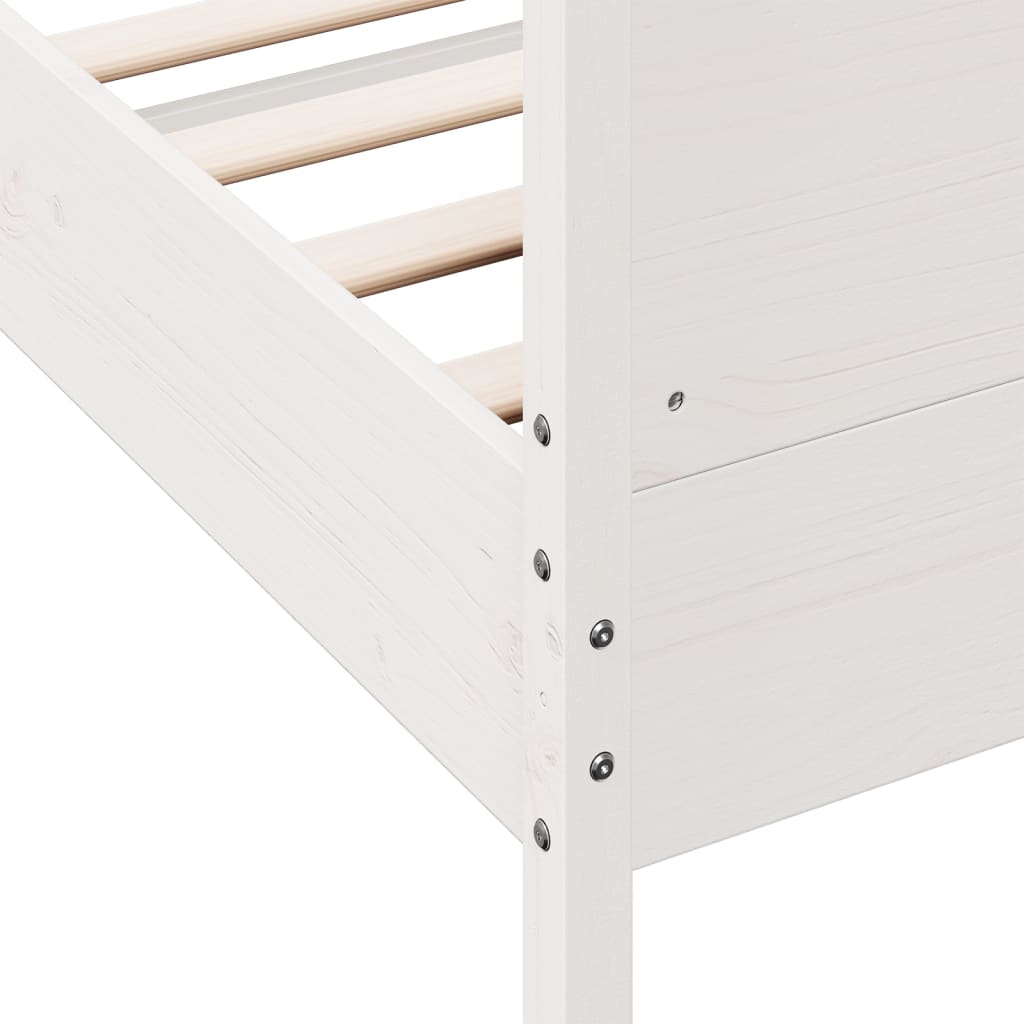sengeramme uden madras 135x190 cm massivt fyrretræ hvid