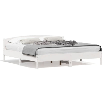 sengeramme uden madras 200x200 cm massivt fyrretræ hvid