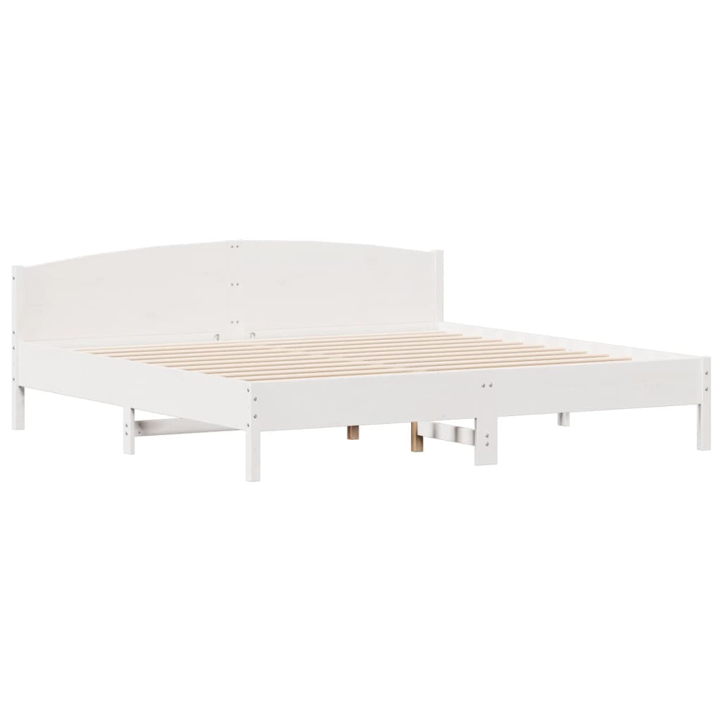 sengeramme uden madras 200x200 cm massivt fyrretræ hvid