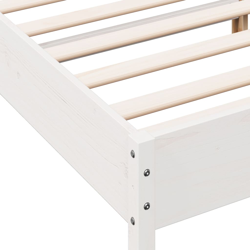 sengeramme uden madras 200x200 cm massivt fyrretræ hvid