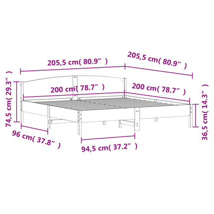 sengeramme uden madras 200x200 cm massivt fyrretræ gyldenbrun