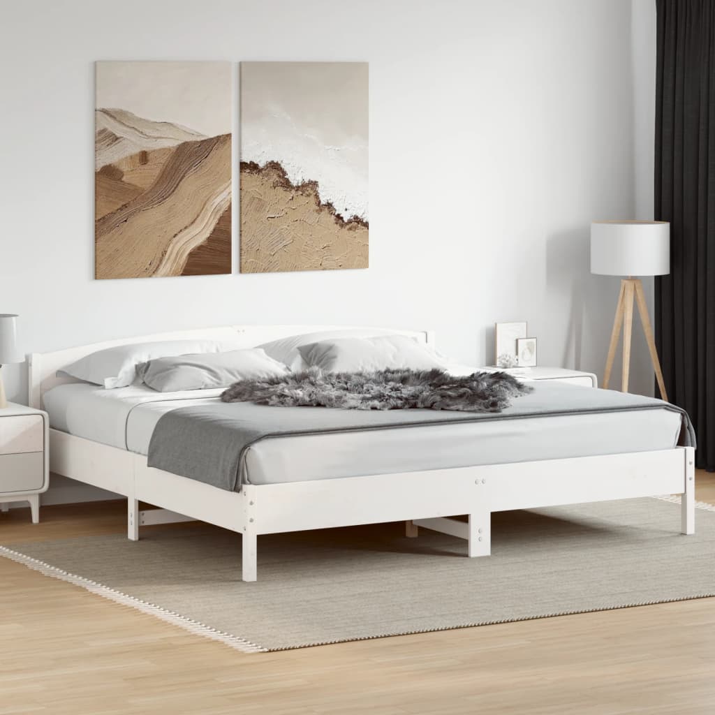 sengeramme uden madras 180x200 cm massivt fyrretræ hvid