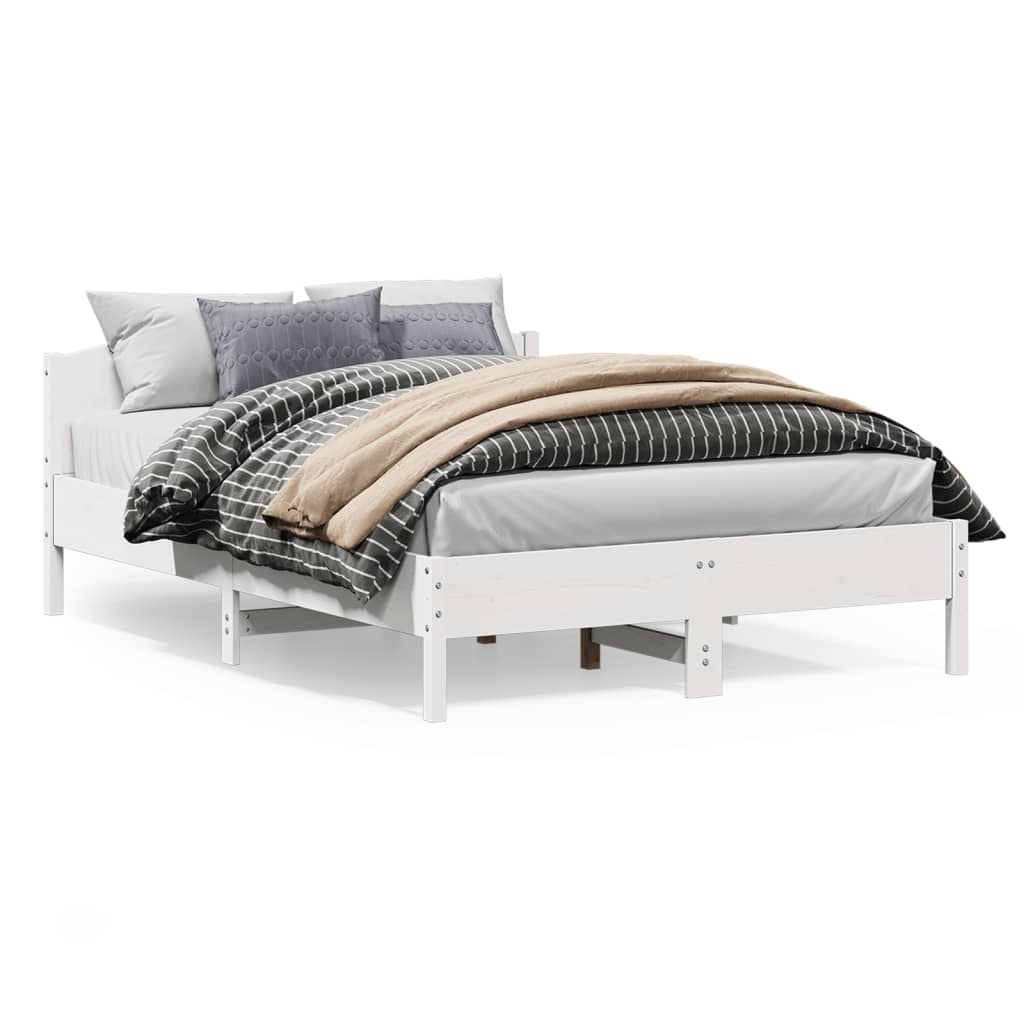 sengeramme uden madras 160x200 cm massivt fyrretræ hvid