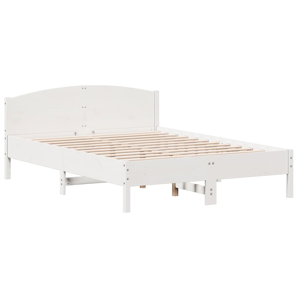 sengeramme uden madras 150x200 cm massivt fyrretræ hvid