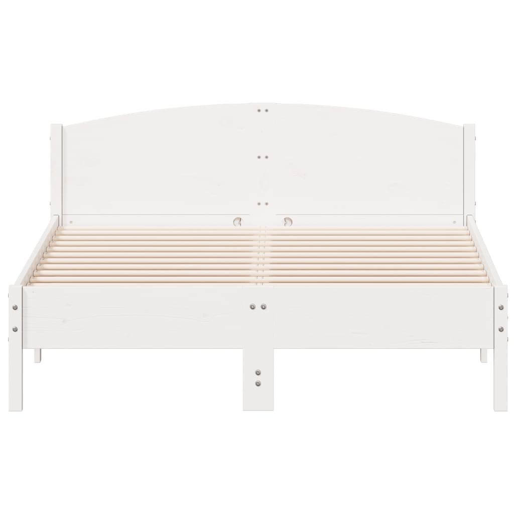 sengeramme uden madras 150x200 cm massivt fyrretræ hvid