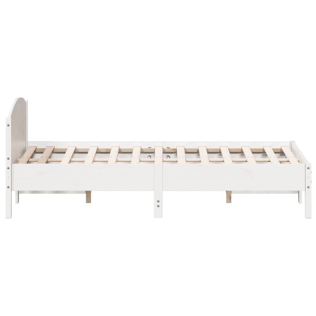 sengeramme uden madras 150x200 cm massivt fyrretræ hvid