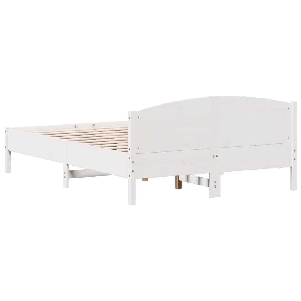 sengeramme uden madras 150x200 cm massivt fyrretræ hvid