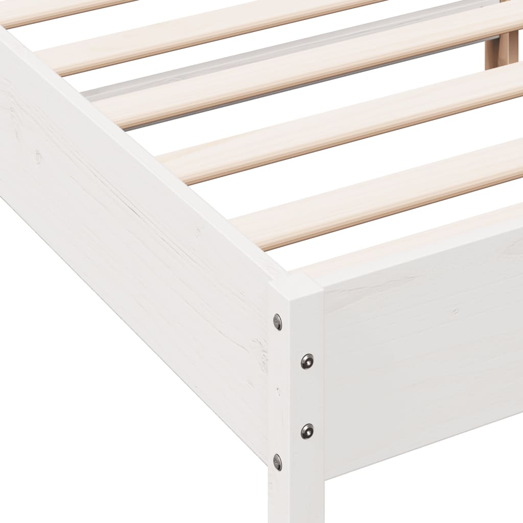 sengeramme uden madras 150x200 cm massivt fyrretræ hvid