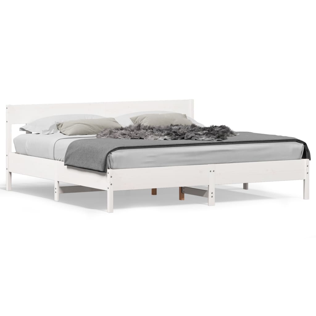 sengeramme uden madras 200x200 cm massivt fyrretræ hvid