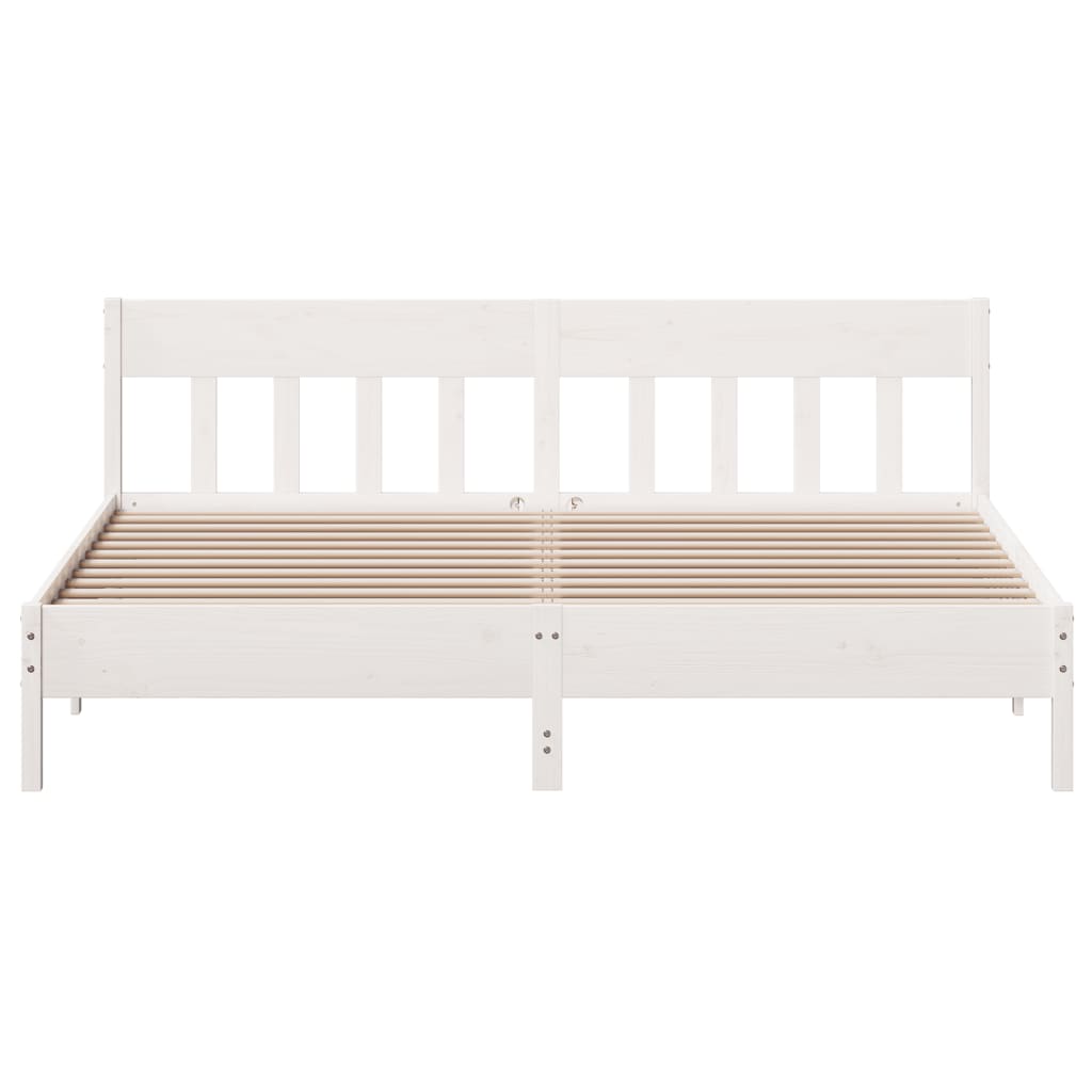 sengeramme uden madras 200x200 cm massivt fyrretræ hvid