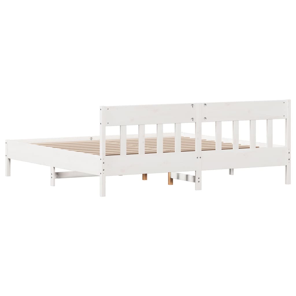 sengeramme uden madras 200x200 cm massivt fyrretræ hvid