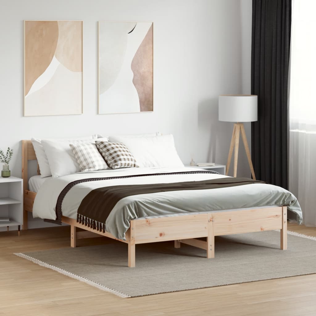 sengeramme uden madras 160x200 cm massivt fyrretræ
