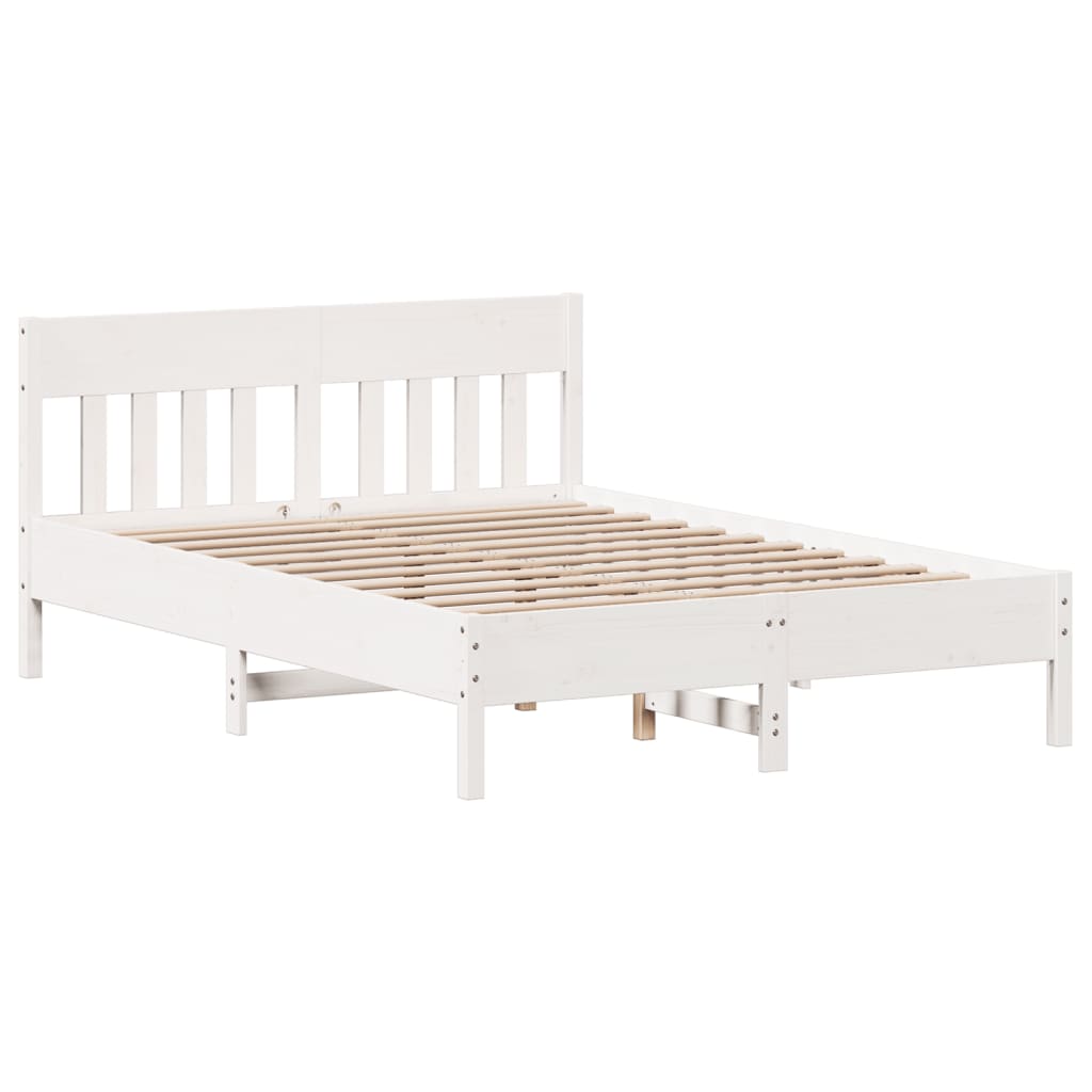 sengeramme uden madras 160x200 cm massivt fyrretræ hvid