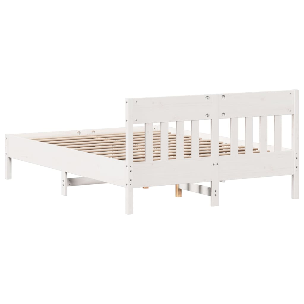 sengeramme uden madras 160x200 cm massivt fyrretræ hvid