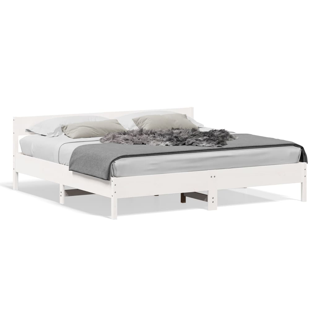 sengeramme uden madras 200x200 cm massivt fyrretræ hvid